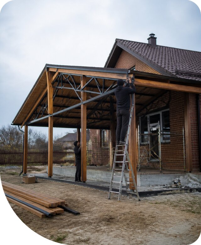 Пристройка навеса к дому и участку в Солнечногорске под ключ